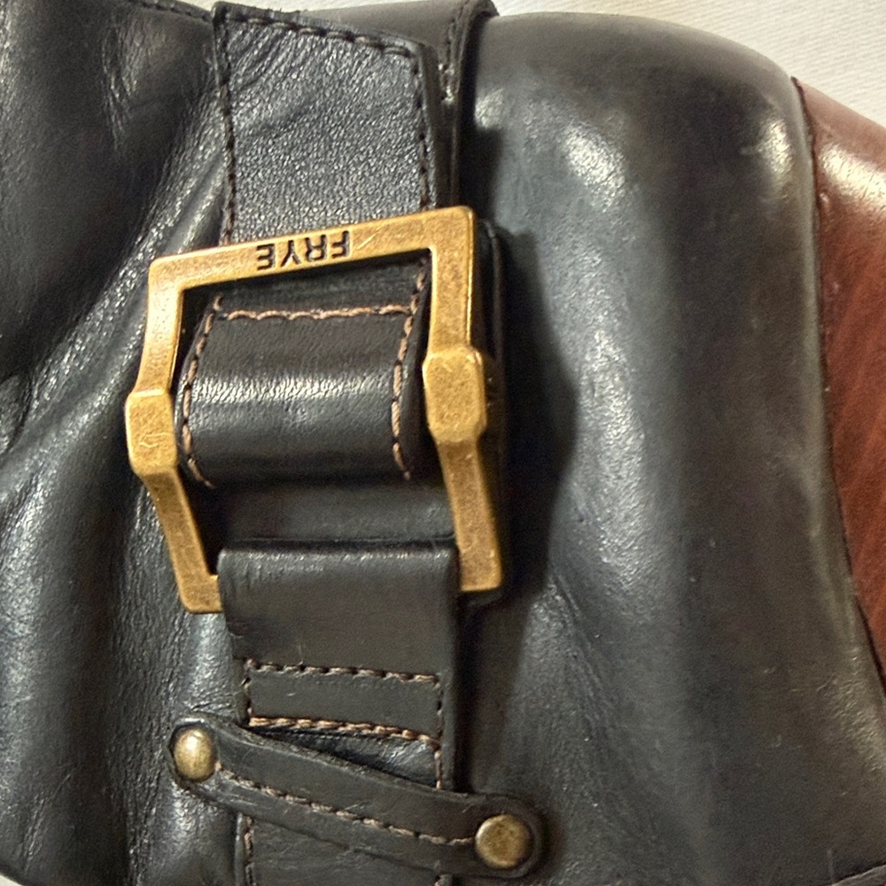 Frye Andrea Belted Tall boots black leather-Size 6.5US - Picture 8 of 12
